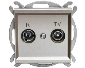 SONATA Gniazdo antenowe RTV przelotowe 16dB szampański złoty GPA-16RP/m/39