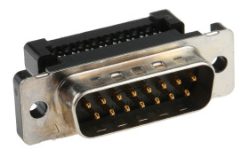 Złącze D-Sub 15-pinowe Męski Kąt Proste Montaż na kablu raster 2.76mm Złoto na niklu