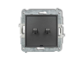 MINI Wyłącznik 2-biegunowy zwierny przycisk (dwa klawisze bez piktogramów osobne zasilanie) w stylu amerykańskim grafitowy 11MWP