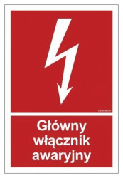 ZNAK - BC035 Główny włącznik awaryjny 10 x 14,8 cm PS - Płyta 1mm foto.