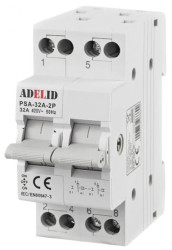 Przełącznik zasilania sieć-agregat 2P 32A 1-0-2 PSA-32A-2P