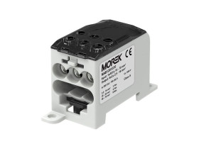 Blok dystrybucyjno-rozdzielczy 1-biegunowy we: 1xAl/Cu70 wy: 6xCu 2,5-16 mm2 TH35 czarny OJL200A MAB1201S10 MOREK