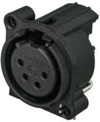 XLR panel socket, 4 pole, gold-plated, polyamide, NC4FAH-0