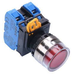 YW4L-MF2E20Q3R Red 12V illuminated 22mm Metal Bezel Momentary Shrouded Push Button Switch 2NO IP65 IDEC