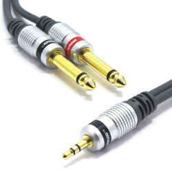Kabel Jack 3,5 - 2x Wtyk Jack 6,3 Mono 7,5m Vitalco MK71