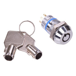 On-Off 2 Way 19mm Key Switch DPST 4A APEM