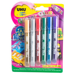 UHU 07002002 YC Glitter Glue Pens Original 6x10