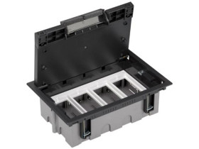 SIMON CONNECT Puszka podłogowa 4-modułowa 8x K45 gł. 93mm + SM402/9 szary grafit SF410/14 KONTAKT SIMON