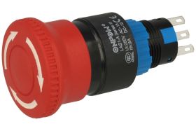 Przełącznik; bezpieczeństwa; przyciskowy; LAS1-APY-11TS; ON-ON; grzybkowy; odkręcany; 1 tor; czerwony; bez podświetlenia; bistab