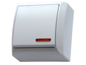 BIS Wyłącznik pojedynczy z podświetleniem pomarańczowym biały ŁN-1BS/00 OSPEL