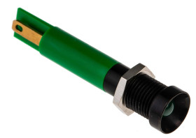 Lampka kontrolna do montażu panelowego 24V dc, zielona 8mm LED Końcówka lutownicza RS PRO