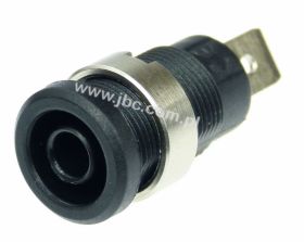 3266-I-SW Gniazdo bezp. 4mm, konekt.6,3mm, 36A, czarne mont. nakręt. M12, 1kV/kat.III, 600V/kat.IV, ELECTRO-PJP, 3266