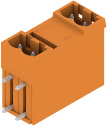 Pin header, 4 pole, pitch 5.08 mm, angled, orange, 1601790000