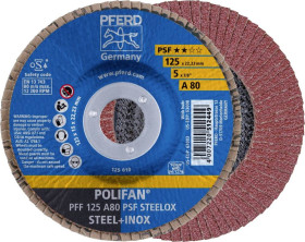PFERD TOOLS 67648125 PFF 125 A 80 PSF STEELOX Tarcza lamelkowa Średnica 125 mm Średnica otworu 22.23 mm Wielkość ziarna