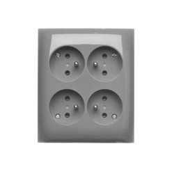 Simon Aquaclick Gniazdo natynkowe, 4-krotne z uziemieniem, z przesłonami, IP20, szybkozłącza ciemnoszary ACGZN4CZ/18