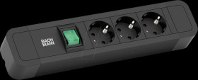 350.006 Power strip, 3 sockets, type F - CEE 7/3, black