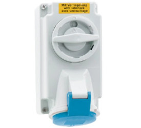 Gniazdo stałe z wyłącznikiem i blok. 16A 3P 230V 6h IP44 Quick-Connect 1619