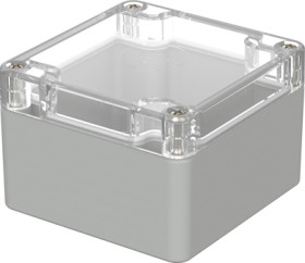 PC enclosure, (L x W x H) 82 x 80 x 55 mm, light gray/transparent (RAL 7035), IP65, 02210100
