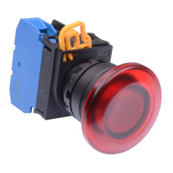 YW1L-M4E10Q3R Red 12V illuminated 22mm Mushroom Momentary Push Button Switch NO IP65 IDEC