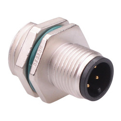 4 Way M12 Male Front Mounting Receptacle Circular Connector IP68 4A 250V