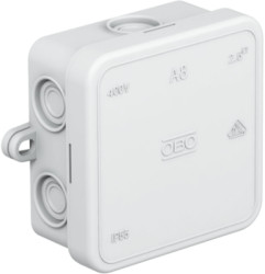 Cable junction box, 65 x 65 x 32 mm, no. of entries: 7, 2.5 mm², light gray, IP55, 2000016