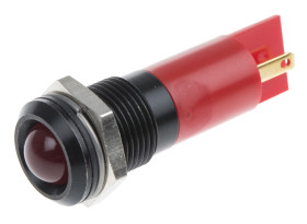Lampka kontrolna do montażu panelowego 12V, czerwona 14mm LED Czarny RS PRO
