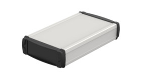 ABS/aluminum enclosure kit, (L x W x H) 120 x 200 x 42 mm, nature/black (RAL 9005), IP40, 83246200.HMT1