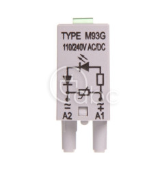 Moduł sygnalizacyjny LV LED zielony+warystor V 110-230 V AC/DC M93G szary 854860