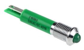 Lampka kontrolna do montażu panelowego 24V ac, zielona 8mm LED Chrom Końcówka lutownicza RS PRO