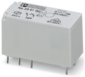 Relay, 2 Form C (NO/NC), 24 V (DC), 1.44 kΩ, 10 A, 250 V (DC), 250 V (AC), monostable, 2961192