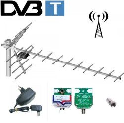 Antena DVB-T kierunkowa 19-elementowa YAGA + wzmacniacz LIBOX LB019W