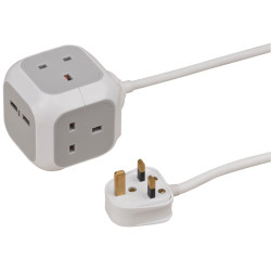 Brennenstuhl 1150103 ALEA 3 Way &#x2B; USB Socket Cube Block 3m