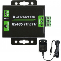 Konwerter RS485-Ethernet Waveshare RJ45 przemysłowy izolowany + zasilacz