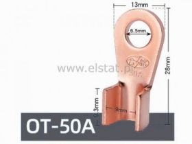 Konektor; oczko 6mm; miedź; kabel do 50mm2; 50A