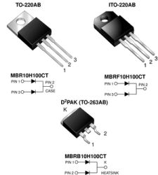 MBRB10H100CT Dual Common Cathode High Voltage Schottky Rectifier High Barrier Technology for Improved High Temperature Performan