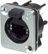 Panel socket, RJ45, 8 pole, 8P8C, Cat 5e, PCB mounting, NE8FDV-SE