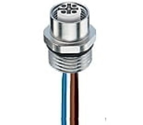 Złącze panelowe M12 złącze męskie 4-pinowe do montażu przedniego styki lutownicze zalane żywicą M16 x 0,5 PRKFM 4/0,5 M