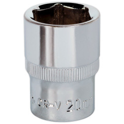 Sealey SP1220 Walldrive&#xAE; Socket 20mm 1/2&quot;sq Drive Fully Polished