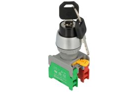 Przełącznik; stacyjka; KS22-1-O/C; ON-OFF+OFF-ON; 2 tory; 90°; 2 pozycje; bistabilny; na panel; śrubowe; 3A; 230V AC; 22mm; 50mm
