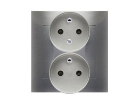 SIMON 54 Gniazdo podwójne z uziemieniem z funkcją niezmienności faz z ramką zaciski śrubowe srebrny mat DGZ2T/43 KONTAKT SIMON