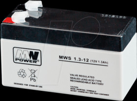 MWS 1.3-12 AGM battery, 12 V, 1,3 Ah