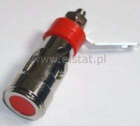 Gniazdo banan montaż. ze sprężynką czerwone