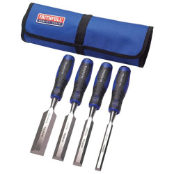 Faithfull FAIWCSGS4CR Soft Grip Chisel Set &#x2B; Chisel Roll, 4 Piece