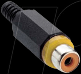 10469 RCA connector, straight, anti-kink protection, yellow