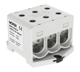 Złączka szynowa 25-150mm2 szara 6 otwor AL/CU TH35 1P Morek MAA3150A10