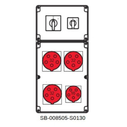 Rozdzielnica 0-1(32A) 0-1(16A) 3x5x32A 1x5x16 INA=32A IP54 SB-008505-S0130-54