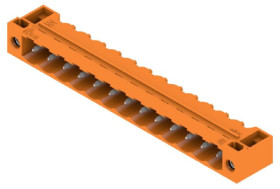 Pin header, 13 pole, pitch 5.08 mm, angled, orange, 1148980000