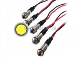 Kontrolka LED 5mm, 24VDC+ przew. wypukła, żółta