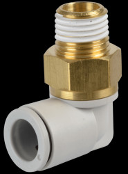 Screw connection, angled, 360° pivoting, R1/4 <> Ø 10 mm