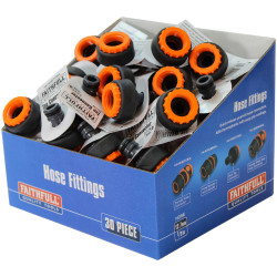 Faithfull YM5812E Plastic Tap Hose Connector 1/2 &amp; 3/4in (Box 30)